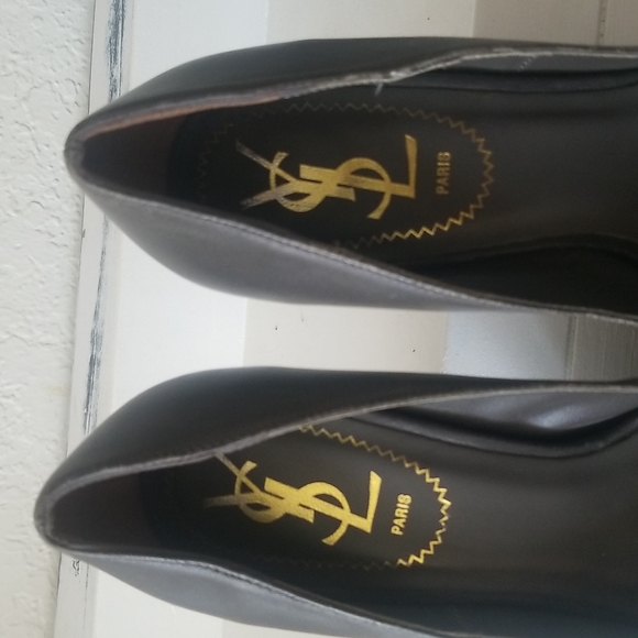 YVES SAINT LAURENT TRIBTOO CAP TOE PLATFORM PUMP BLACK LEATHER & PATENT - Picture 9 of 16